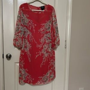 Adrianna Papell chiffon floral overlay dress